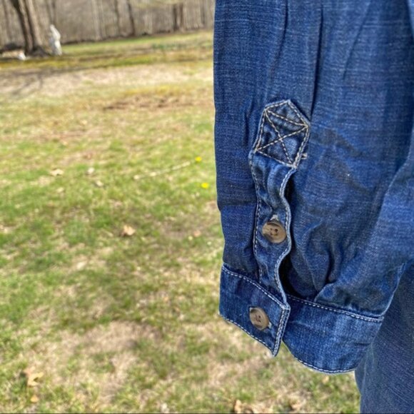 LUCKY BRAND DRESS MINI BLUE DENIM LONG SLEEVE Size S - Picture 6 of 12